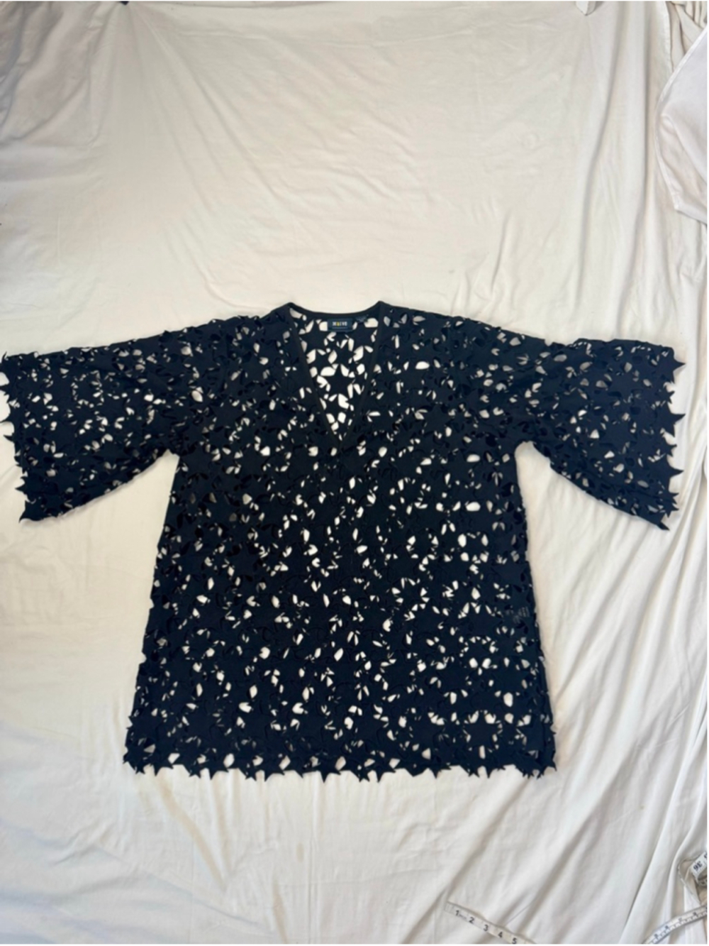 Maeve Star Cutwork Mini Kaftan
Black One Size Women's Coverup Blouse - Picture 2 of 12